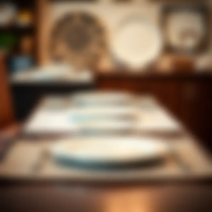 Variety of materials used in plate placemats on display