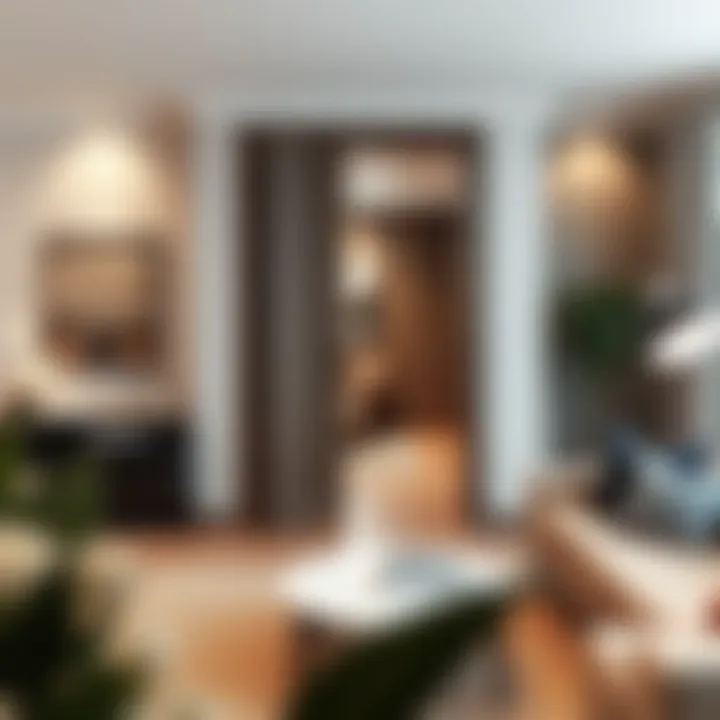 Sleek Design of a Modern Pocket Door Elegant pocket door in a modern living room setting