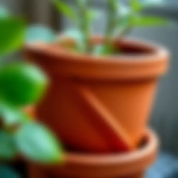 Detailing Drainage in Pot Design Close-up of a 12-inch nursery pot showcasing its drainage system and healthy plant growth