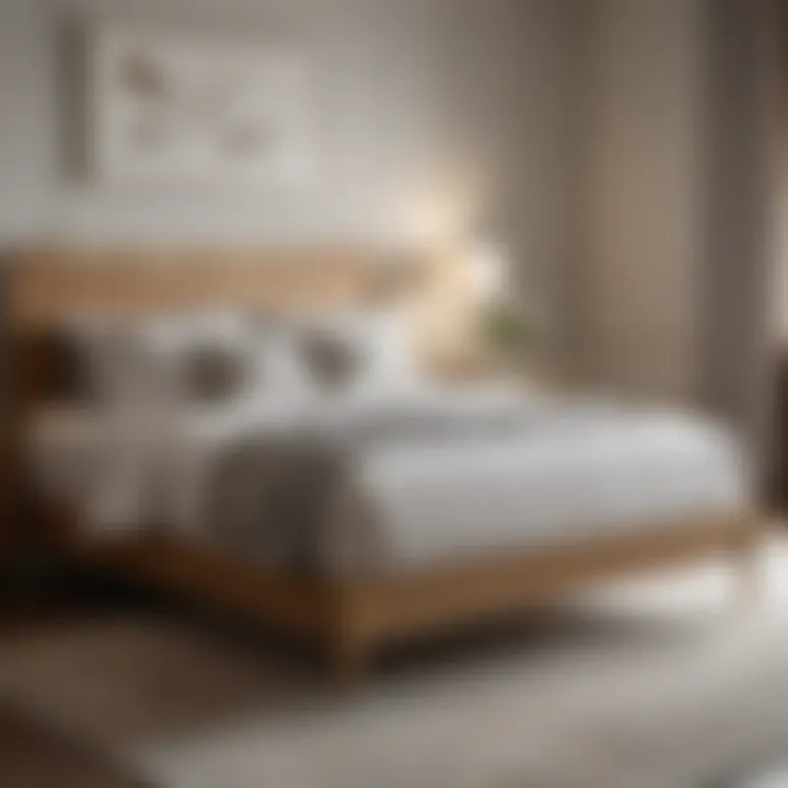 Elegant queen bed frame showcasing slats and mattress support