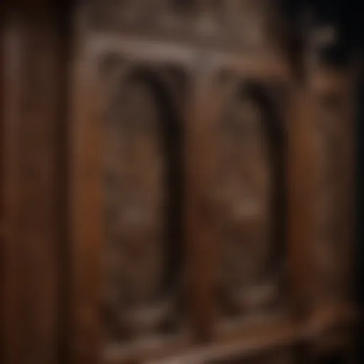 A beautifully restored vintage armoire showcasing intricate carvings and rich wood tones