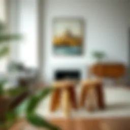 Elegant solid wood stool in a modern interior setting