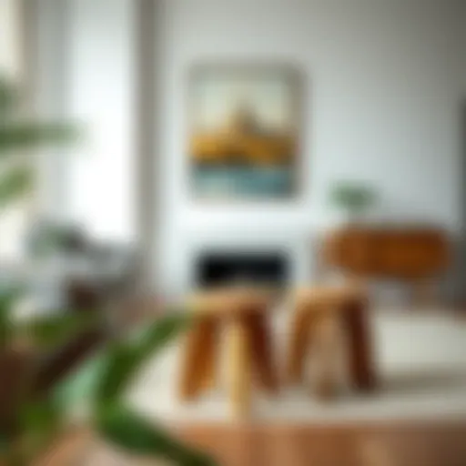 Elegant solid wood stool in a modern interior setting