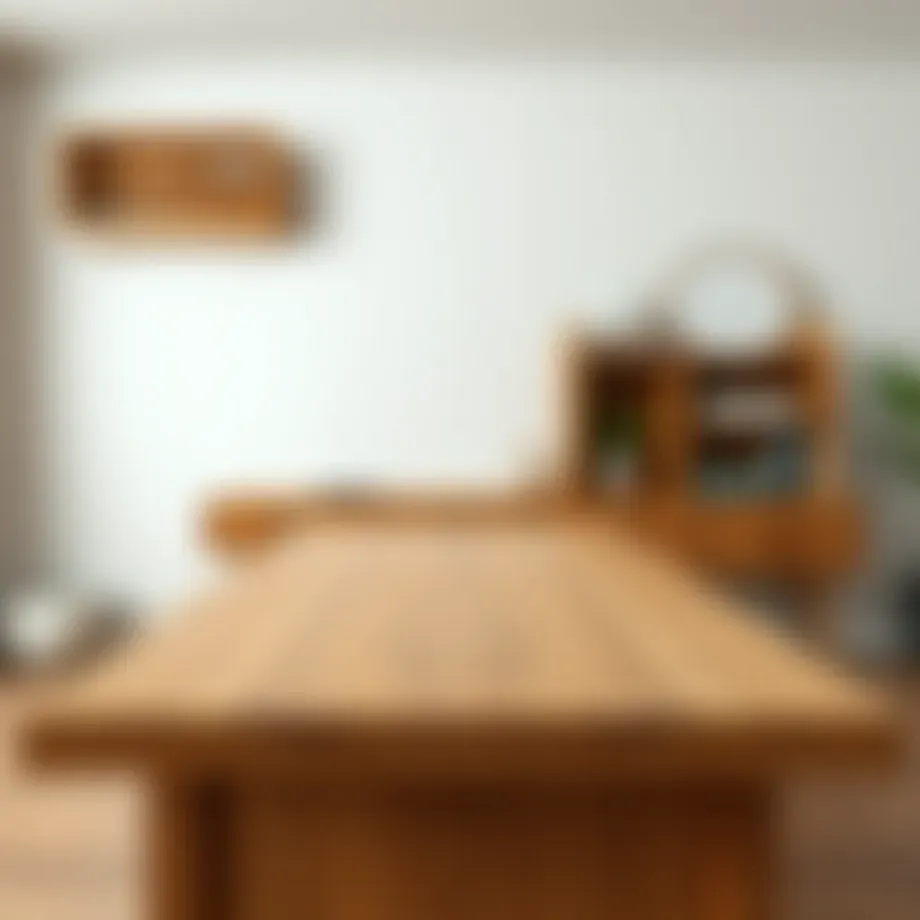 Elegant solid wood unfinished desk showcasing natural grain