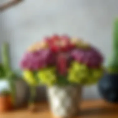 Sempervivum: Resilient Beauty in Design A stunning arrangement of varied Sempervivum in a decorative pot