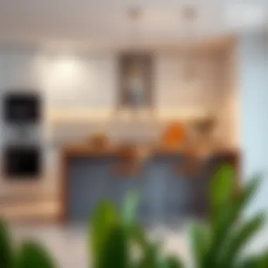 Modern Kitchen With Tall Bar Stool Set Stylish tall bar stool set in a modern kitchen