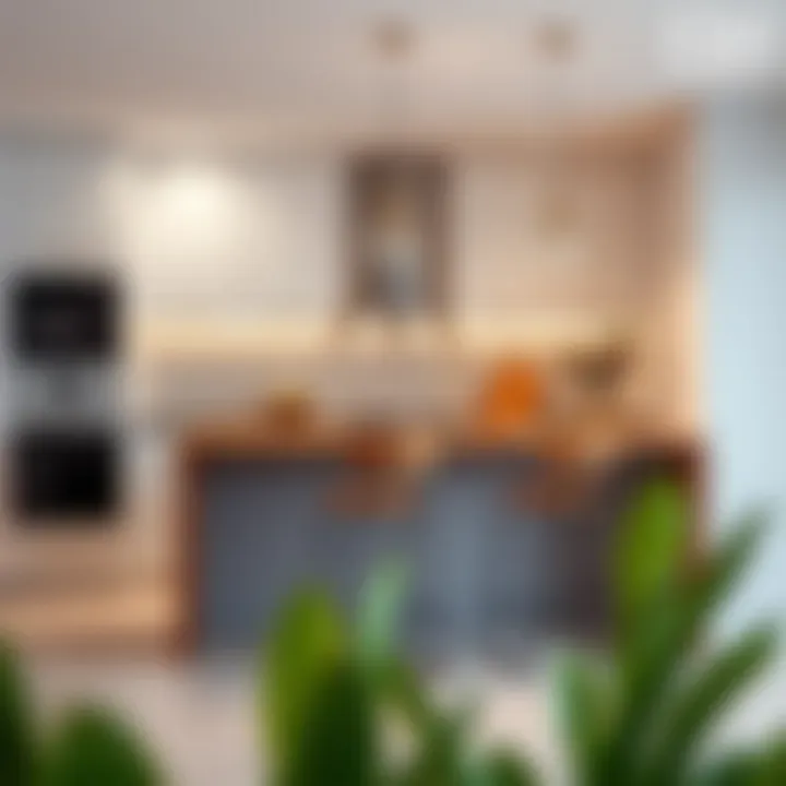 Modern Kitchen With Tall Bar Stool Set Stylish tall bar stool set in a modern kitchen