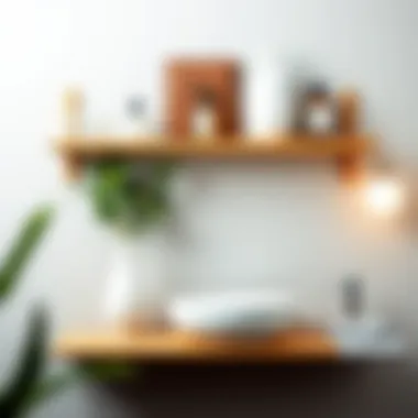 Eco-friendly bamboo shelf with bathroom essentials