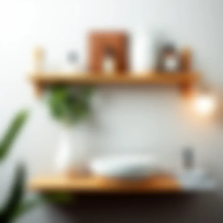 Eco-friendly bamboo shelf with bathroom essentials