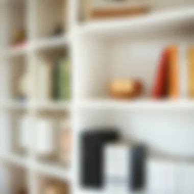 Textures and Finishes: The Beauty of White Shelving Close-up of a white open bookshelf displaying various textures and finishes
