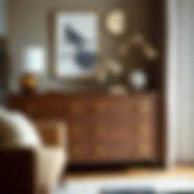 Chic Design: Dresser Harmonizing with Interior Style Stylish dresser with gold knobs complementing a chic interior design