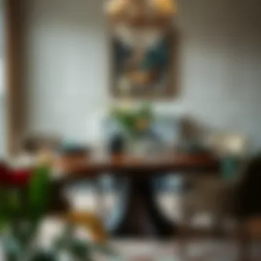 Artful Table Setting on Round Dining Table Artfully arranged table setting on a round dining table