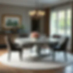 Elegant round dining table set with intricate detailing