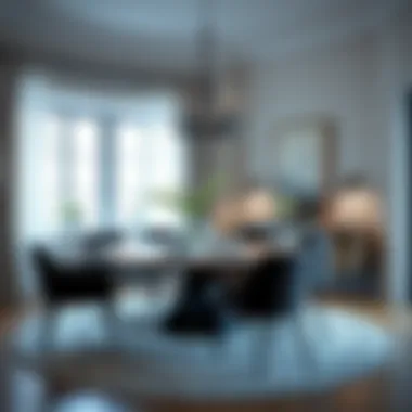 Stylish Dining Area with Round Table Stylish dining area showcasing a six-foot round table