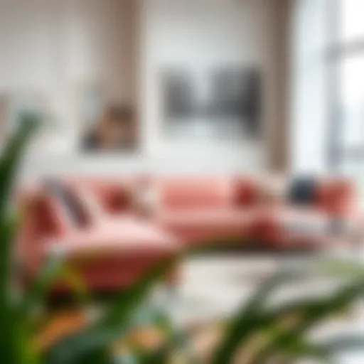 Elegant Pink Pullout Couch in a Modern Living Room Elegant pink pullout couch in a modern living room