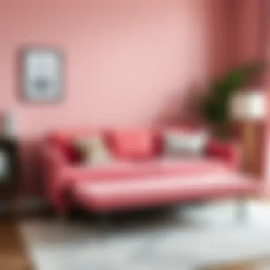 Stylish pink pullout couch showcasing versatility in small spaces