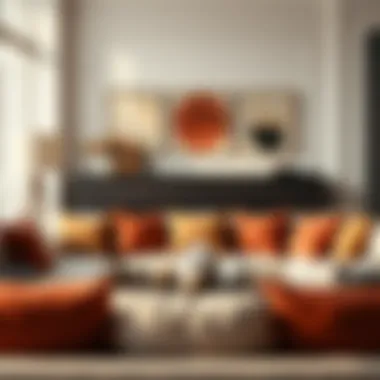 Elegant arrangement of decorative pillows in a minimalist living room