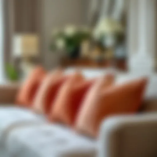 Luxurious velvet decorative pillows on a modern sofa