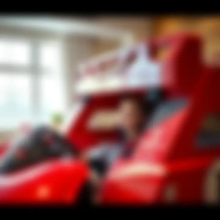 Safety Innovations in Race Car Bunk Beds Close-up of safety features integrated into a race car bunk bed for child safety