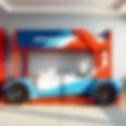 Sleek race car bunk bed design showcasing dynamic lines and vibrant colors