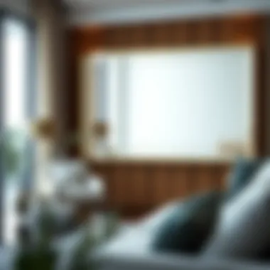 Elegant Rectangular Mirror in Modern Setting Elegant rectangular mirror enhancing a modern living room