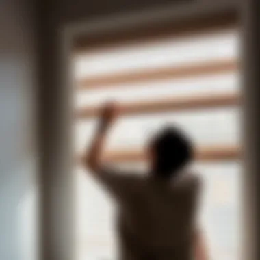 Expert Installation of Window Blinds Expert installing 72 x 60 window blinds with precision