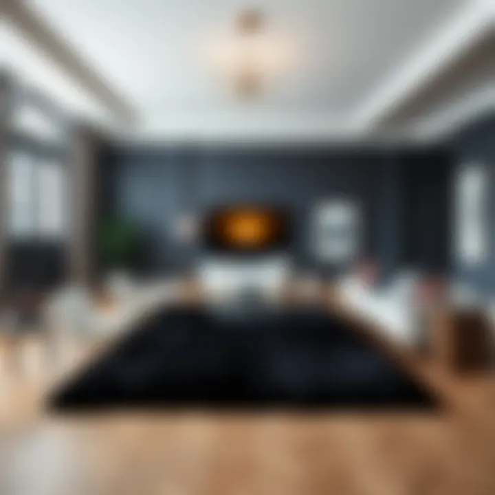 Stylish Contemporary Living Room with a Black Rug Contemporary living room featuring a super soft black rug