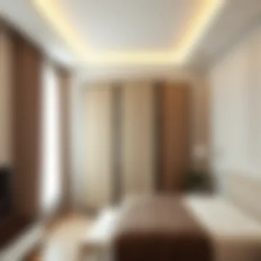 Stylish Fabric-Covered Screen Divider in a Bedroom Stylish fabric-covered screen divider enhancing a modern bedroom