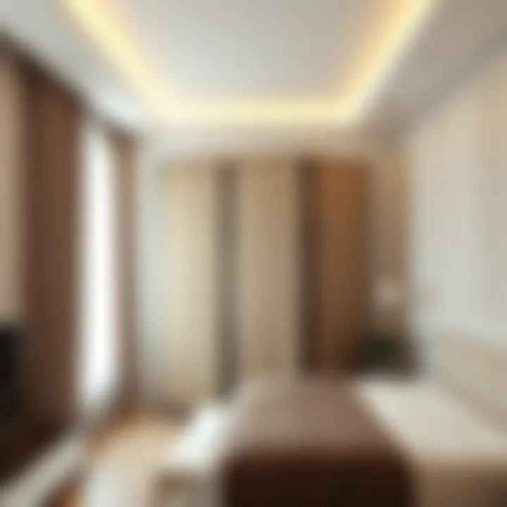 Stylish Fabric-Covered Screen Divider in a Bedroom Stylish fabric-covered screen divider enhancing a modern bedroom