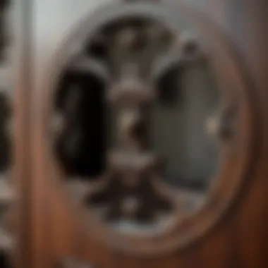 Close-Up of Intricate Wooden Screen Divider Design Close-up of intricate design details on a wooden screen divider