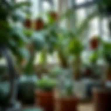 Indoor Garden with Drainage Pots A beautifully arranged indoor garden featuring pots with drainage