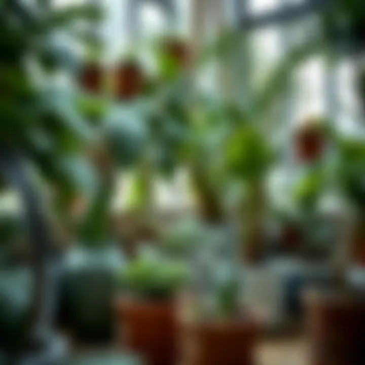 Indoor Garden with Drainage Pots A beautifully arranged indoor garden featuring pots with drainage