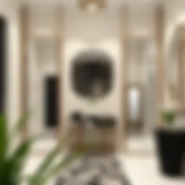 Stylish mirrors in a modern entryway