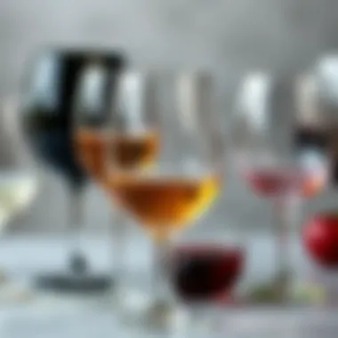 Close-up of different materials used for wine glasses