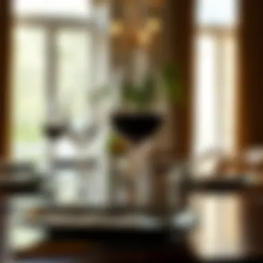 A beautifully styled table setting with single wine glasses