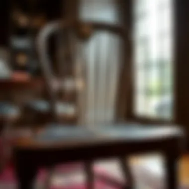 Refurbished Chair Craftsmanship Close-up of a refurbished dining chair highlighting craftsmanship and quality.