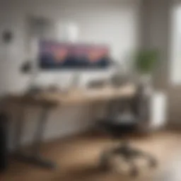 Stylish ergonomic computer desk set up for optimal productivity