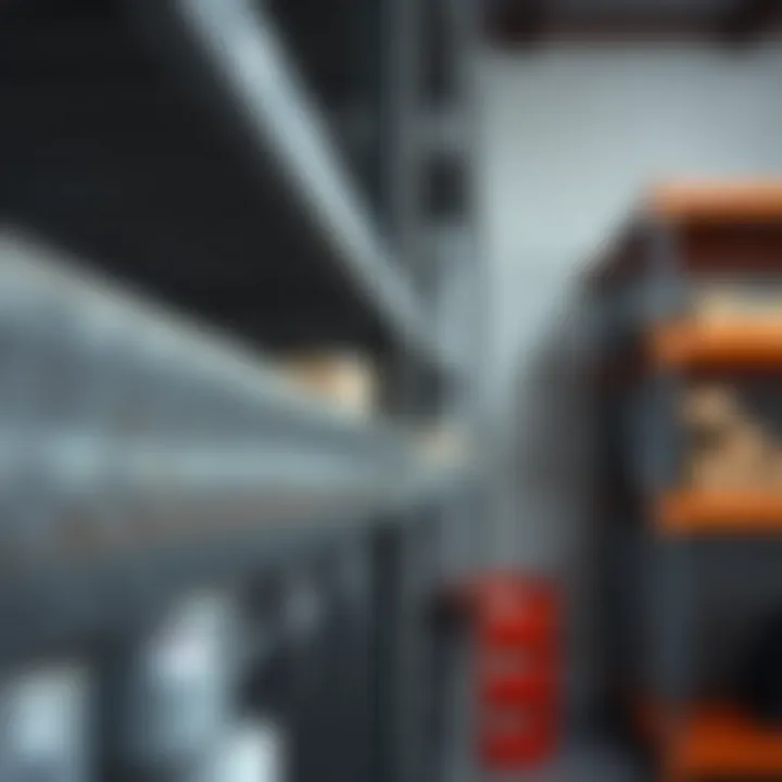 A close-up of a sturdy used metal shelf showcasing its durability.