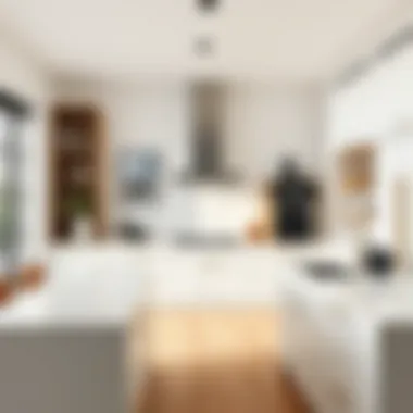 Elegant Off-White Countertops Elegant off-white countertops paired with natural wood accents
