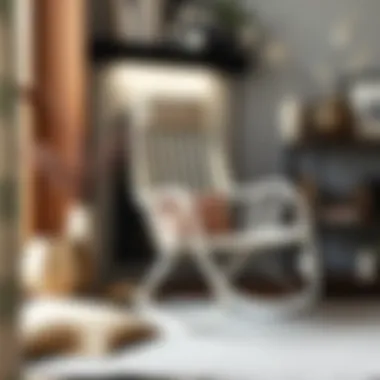 Aesthetic Arrangement with Off White Rocking Chair Aesthetic arrangement showcasing an off white rocking chair with decor accessories