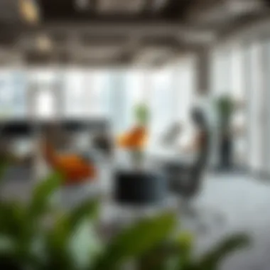 A stylish workspace showcasing a variety of office seating options