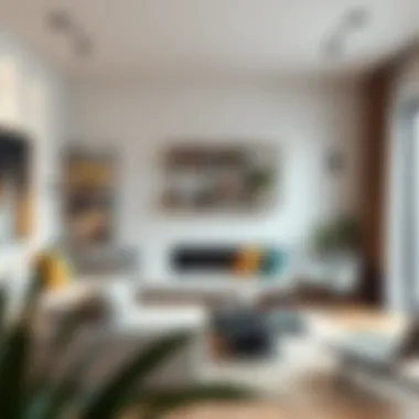 Narrow Shelves Enhancing Modern Interiors Modern interior featuring narrow shelves in a living room