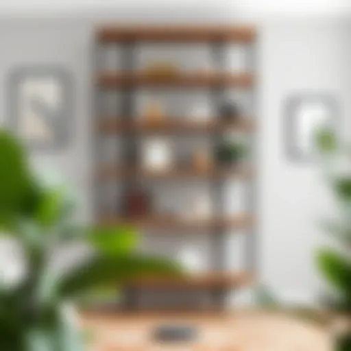 Stylish Narrow Freestanding Shelf Design Stylish narrow freestanding shelf showcasing decorative items