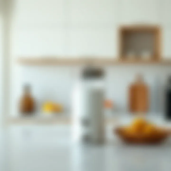 Modern kitchen featuring a flour dispenser in use