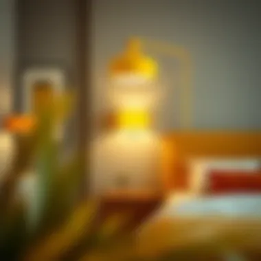 Contemporary yellow lamp design in a modern bedroom