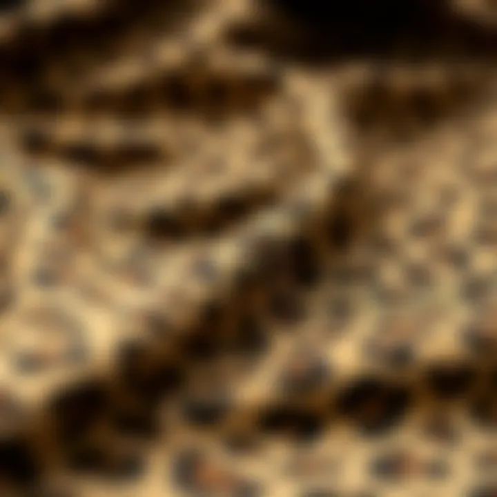 Intricate Leopard Print Fabric Pattern Close-up of the intricate pattern of leopard print fabric