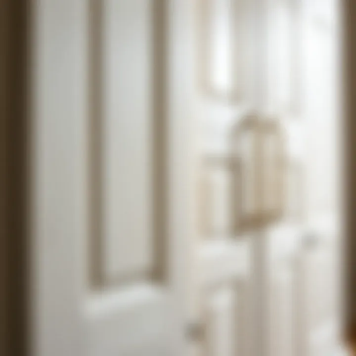 Detailed view of white wooden cabinet doors showcasing craftsmanship