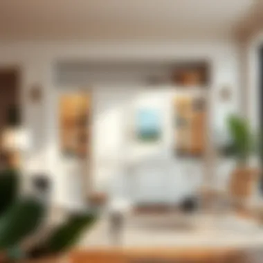 Stylish white wooden cabinet in a modern living room setting