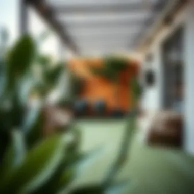 Stylish outdoor seating area with plastic carpet