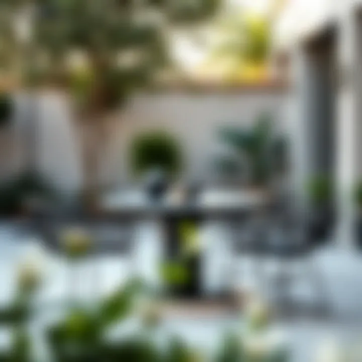 Modern square patio table with stylish chairs